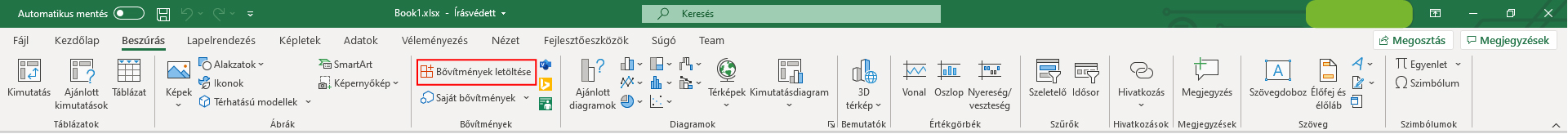 Excel menüsáv beszúrás