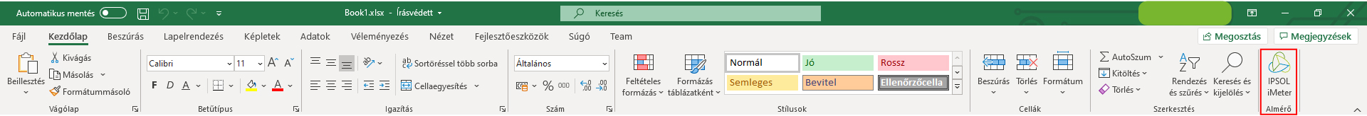 Excel menüsáv kezdőlap